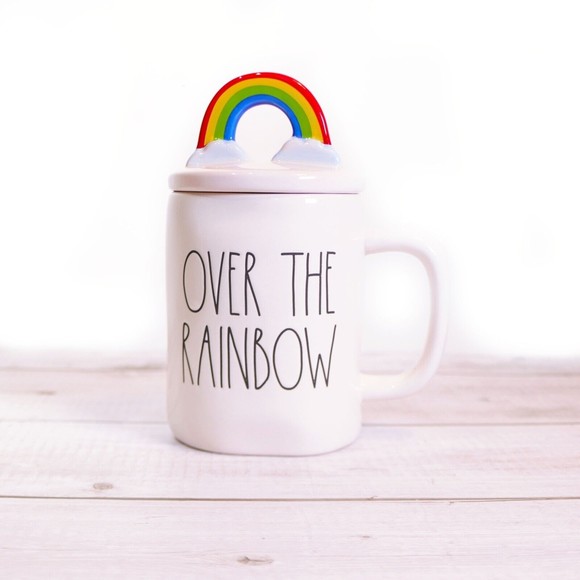Rae Dunn Over The Rainbow Mug with Lid Topper NEW! CottageCore Farmhouse - Picture 5 of 5